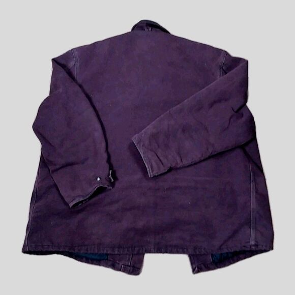 VTG CARHARTT Chore Jacket Burgundy Blanket Lined Coat 90s Made in USA Union 2XL - Picture 2 of 10